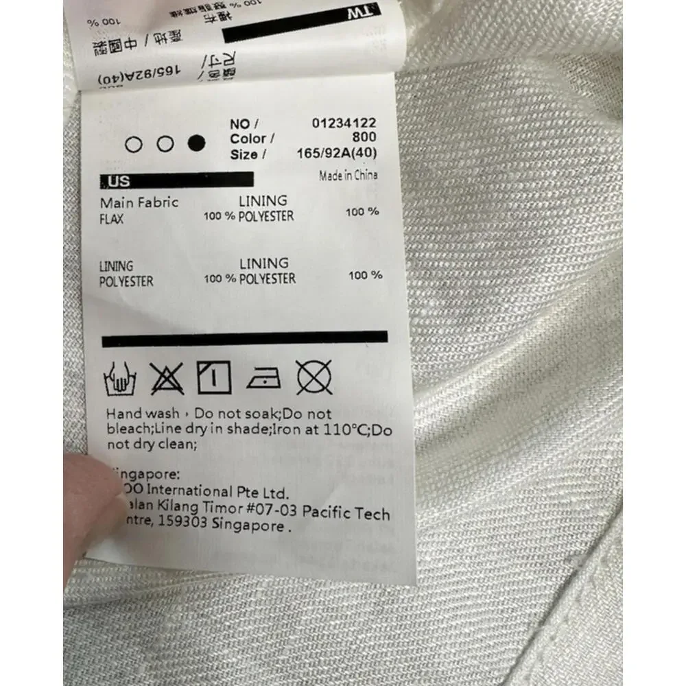 iRoo Flax Linen Two Button Blazer "To The Supreme Being" Embroidered Pocket - Picture 7 of 8